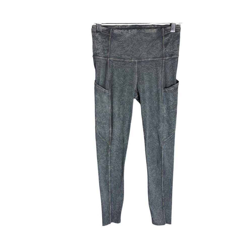 Lululemon Fast Free High Rise Tight Ankle Length Ice Dry Wash Grey-sz 4